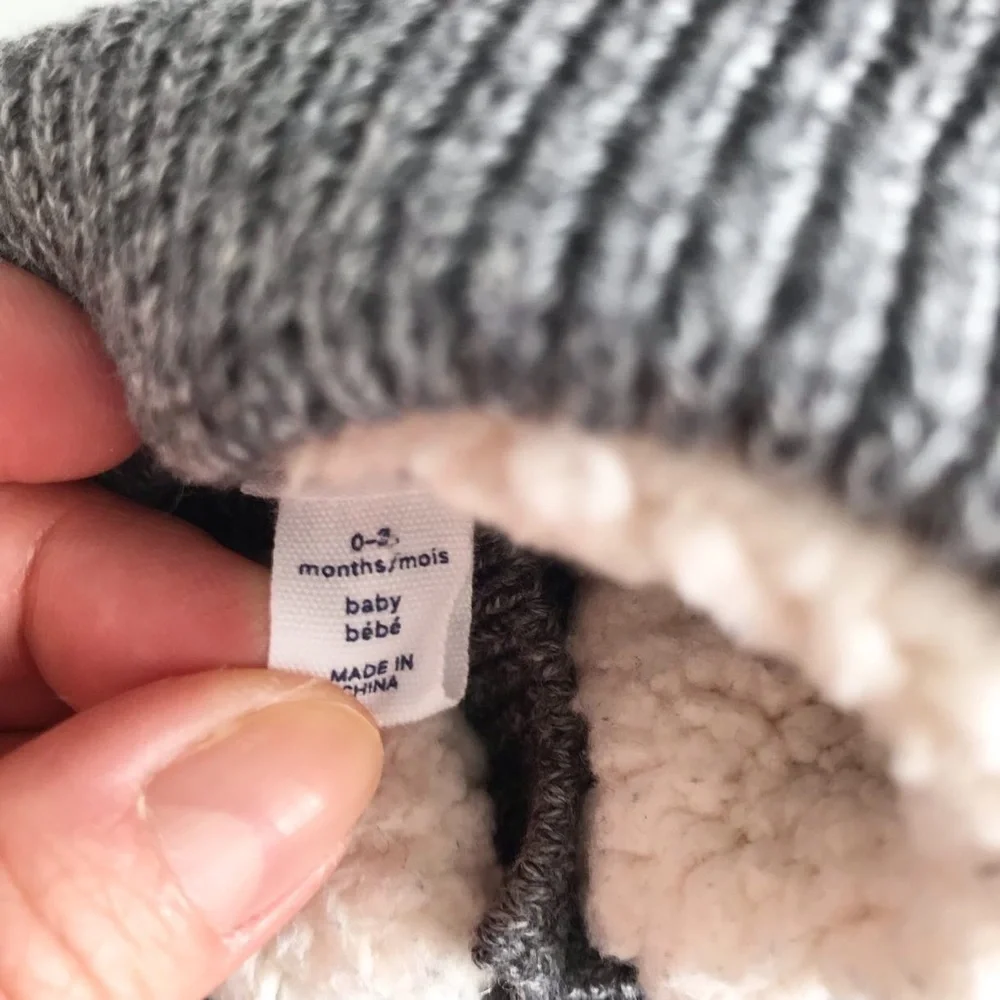 Babygap gray cable knit sherpa collar jumper EUC 0-3 months